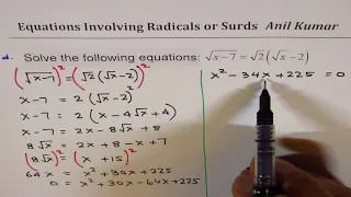 Solve Surds Equations with Radicals and Square roots in Details
