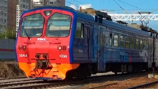 Электропоезд ЭД4М-0396 "Синий-РЭКС" перегонка, станция Железнодорожная