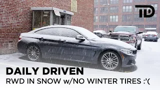 Bad idea... RWD BMW in Snow Storm without Winter Tires