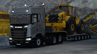 ETS.2 SCANIA 540S Loaded Wheel Loader Volvo L250H(35t) From a City Skopje TO Pristina