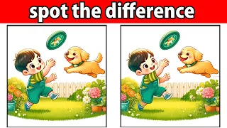 [Find the difference]Find 3 differences in the boy playing with his dog in the garden