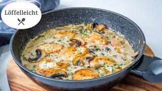 Champignon Rahmsoße mit Hähnchen - Rezept lecker und einfach - Champignon Rahmsauce