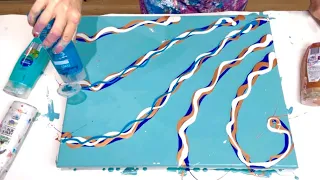 Dutch Pour Under Water Effect with Turtle Embellishments 🐢 acrylic paint pour, abstract fluid art