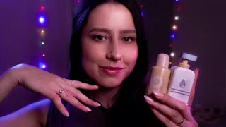 ASMR Wooden skincare for sleep  🌙🌧  hand movement, mouth sounds, hair combing [Portuguese]