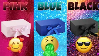 CHOOSE YOUR GIFT 🤩💝🤮 : 3 gift box challenge : Black Blue Pink