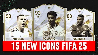 15 NEW ICONS wishlist | EA Sports FC 25 | FIFA 25 ft Romario, Podolski, Valencia...