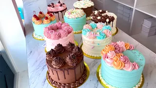 Decorating 9 Cakes in UNDER ONE HOUR! | Unedited Cake Decorating Video 4K