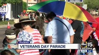Crowds gathering for Veterans Day Parade in Phoenix