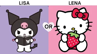 LISA OR LENA | kuromi Or Hello Kitty 💖🖤 | Sanrio Aesthetic