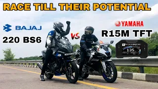 BAJAJ PULSAR 220F BS6 VS YAMAHA R15M TFT BS6 [ RACE TILL THEIR POTENTIAL ]