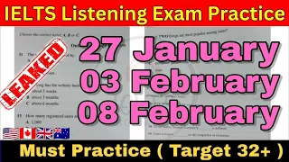 27 JANUARY, 03 FEBRUARY, 08 FEBRUARY 2024 IELTS LISTENING PRACTICE TEST WITH ANSWERS | IDP & BC