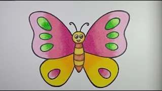 Menggambar Kupu-Kupu || Menggambar dan Mewarnai Kupu-Kupu || Drawing and Colouring Butterfly