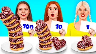 Desafío de las 100 capas de alimentos | Comer chicle vs comida de chocolate por RATATA POWER