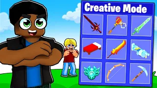 Secretly using CREATIVE MODE in Roblox Bedwars...