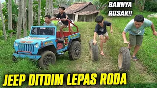 JEEP DITDIM RUSAK!! BAN DEPAN JEEP DITDIM MINTA GANTI.. JEEP MOGOK DI HUTAN..