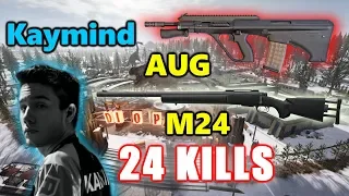 PUBG - Cloud 9 Kaymind - 24 KILLS - AUG + M24 - SOLO vs SQUADS - VIKENDI