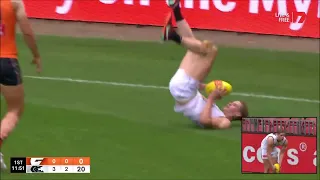 Tom De Koning with a high flying mark & goal