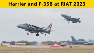 EAV-8B Harrier & F-35B Lightning pair display at RIAT 2023 in 4K