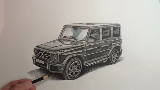 How to draw a car Mercedes-Benz G-Class (Gelandewagen)