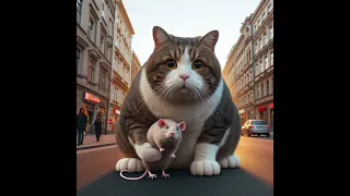 P25 cat chases mouse on the street 🐱🐱🐱🐭🐭🐭🐁🐁🐁/cat's story #aicat #cat #catvideo