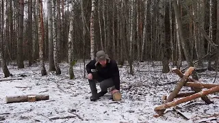 hiding in a huge dugout during a snow storm, spending the night in  bushcraft shelter * 2