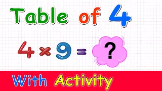 Table of Four 4x1 = 4 | Table with activity | Multiplication table with activity | elearning studio