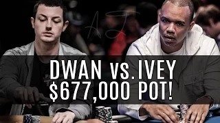 Tom Dwan "9" High Bluff vs. Phil Ivey in $677,000 POT! (High Stakes Poker Action)