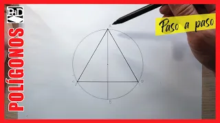 Triangulo Equilátero Inscrito en Circunferencia. Dibujo Técnico sobre papel paso a paso.