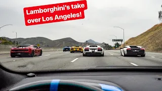 WE TAKE OVER LOS ANGELES IN LAMBORGHINIS! *LOUD V12 MURCIELAGO'S*