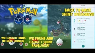 WE FOUND AND CAUGHT SHINY RAYQUAZA! SHINY SNEASELS BACK TO BACK! TONS OF NEW SHINIES! POKEMON GO!