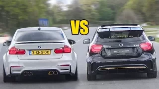 BMW M3 vs Mercedes-Benz A45 AMG vs CLA45 AMG - DRAG RACE!