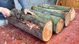 Extremely Impressive Tea Table Design With Wooden Logs // Amazing Wood Crafting From Rustic Raw Wood