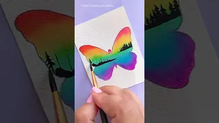 Beautiful Scenery Painting || Watercolor Painting  #CreativeArt #Satisfying