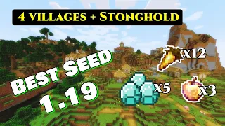 Best 4 Villages + Stronghold Seed 1.19 | Pocket edition & bedrock Seed | Diamond | Golden Apples