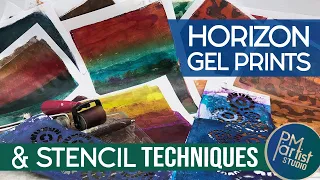part 1 HORIZON GEL PLATE prints | Creating Gradation & Stencil Techniques