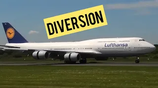 🔴Live  - Lufthansa B747-8 Diversion. Manchester Airport.