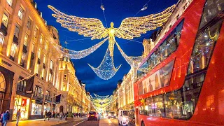 London Best Christmas Lights & Windows 2022 ✨ Regent Street & Carnaby Street London Walk ✨ 4K