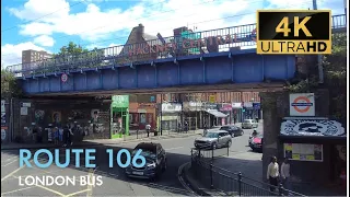 London Bus Ride, Route 106, Double Decker, 4K Virtual Tour