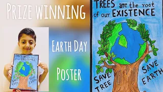 How To Draw Earth Day Poster|World Earth Day Drawing|Save Earth Save Tree Drawing|Earth Day Poster