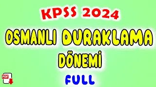 7) Osmanlı Devleti Duraklama Dönemi Genel Tekrar - KPSS Tarih 2024