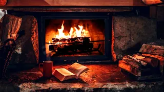 Cozy Cabin Ambience - Crackling Fireplace & Thunderstorm Sounds with Gentle Night Rain