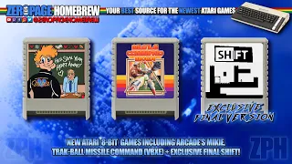 Atari 8-Bit: Mikie (Final), Missile Command Arcade w/ Trak-Ball (Final), Shift (Exclusive Final)