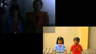 Side by side camparison of "Micheal Jackson's 'Thriller' Tribute in LEGO"