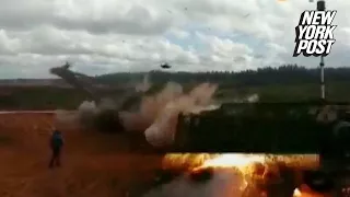 Russian helicopter seemingly fires missile at civilians | New York Post