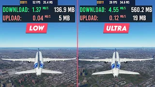 Data Usage Comparison - Low vs Ultra Graphics - Microsoft Flight Simulator 2020 ✈️