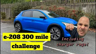 Peugeot e-208 300 mile challenge! With charger rage!