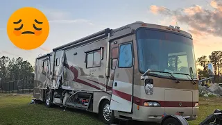 A motorhome sideswipes a semi truck