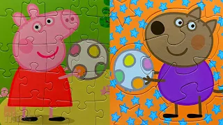 Denny and Peppa with the Ball - jigsaw puzzles for kids "Peppa Pig" | Merry Nika