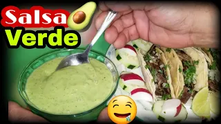 Salsa verde de aguacate para tacos y carne | Salsa de aguacate mexicana