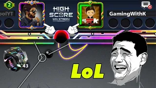 Lol Gaming With K 🤣 Level 30 Rings 43 High Score Win Streak 8 ball pool